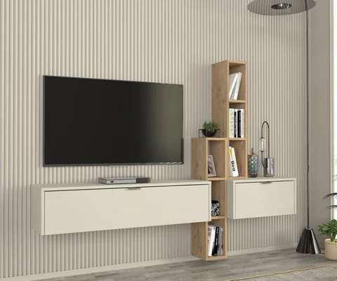 Meuble TV Moderne avec Rangement - 2NICH- 200cm