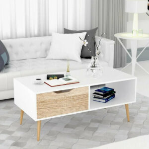 Élégante table basse 2-en-1 : meuble TV, espace de rangement et design moderne pour votre salon !