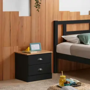 DUBLIN Chevet 2 tiroirs (noir)