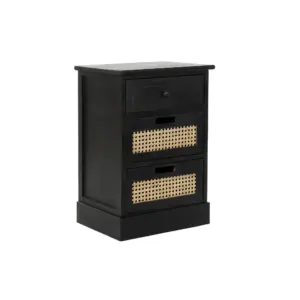 CHEVET Avec 3 tiroirs noir en paulownia 40 x 30 x 58.5 cm